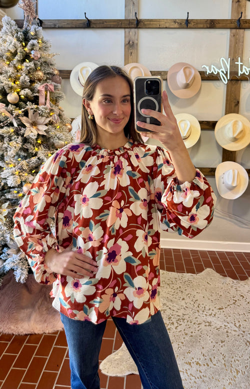 Rust Floral Top
