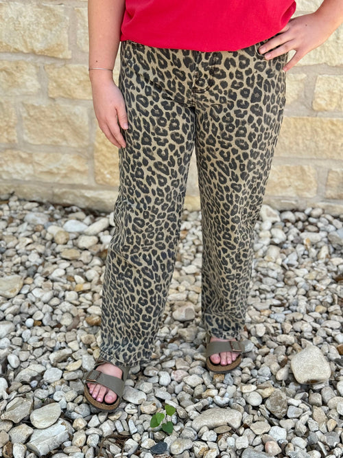 Risen Leopard Barrel Jeans