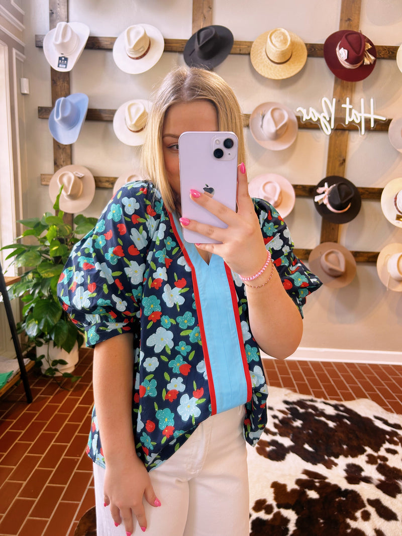 Navy Love Top