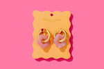 Laurel Pink Flower Huggie Earrings