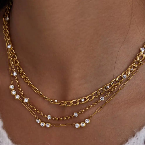 CZ Figaro Cubin Chain Necklace
