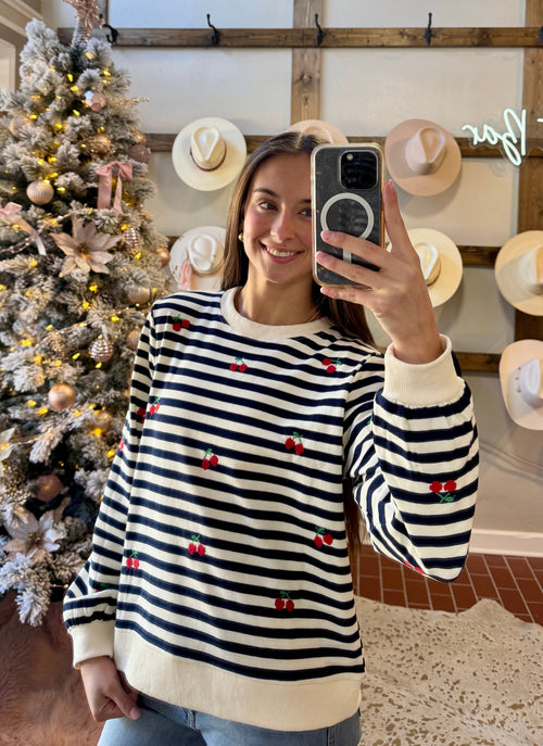 Cherry Embroidered Top