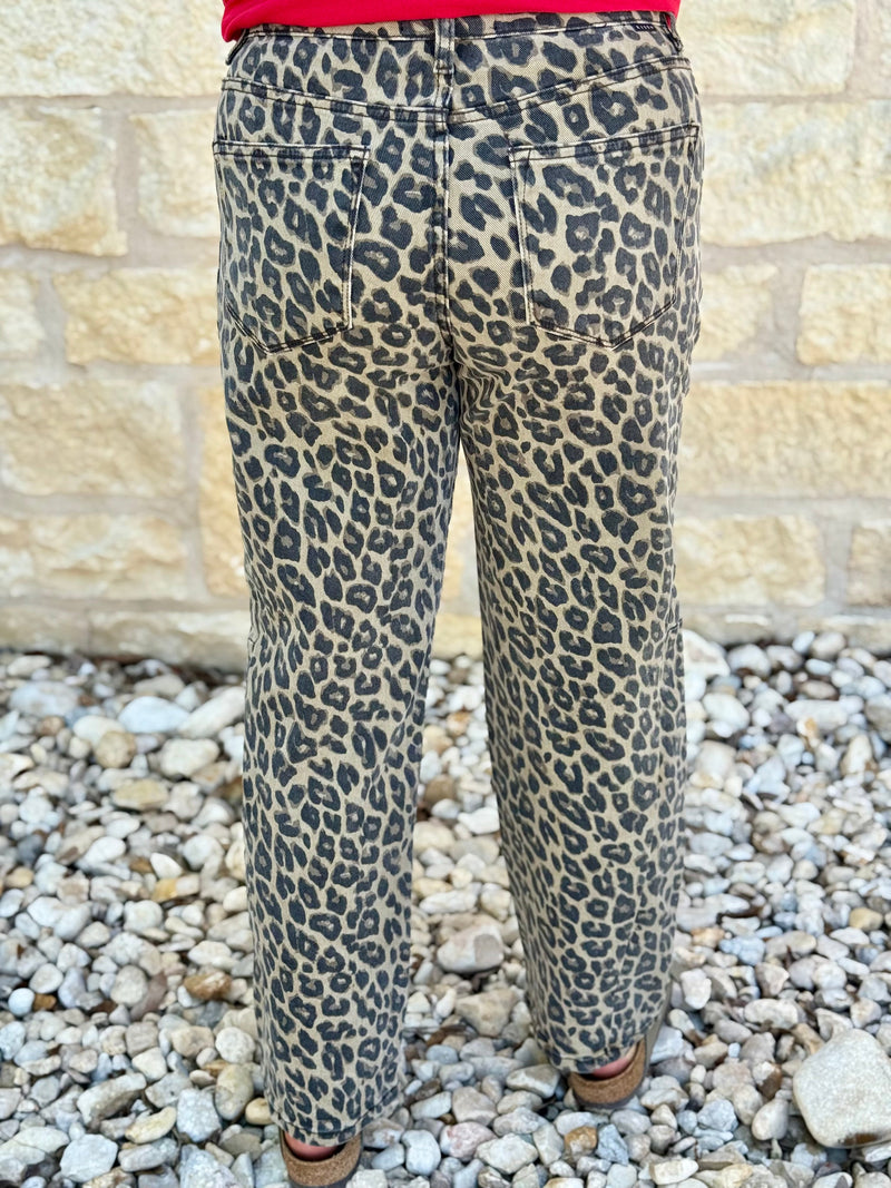 Risen Leopard Barrel Jeans