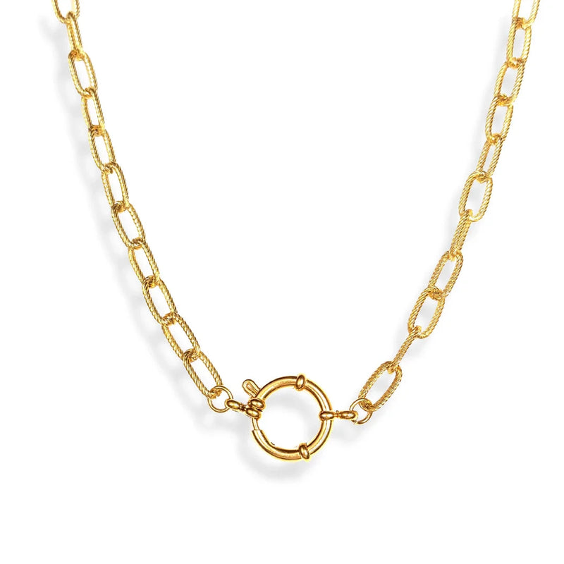 Paperclip Anchor Carabiner Chain Charm Necklace