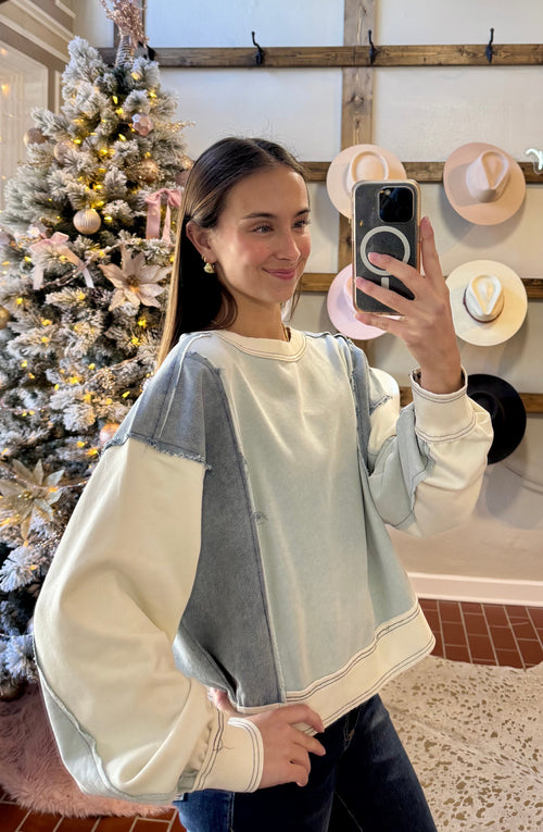 Frayed Color Block Top