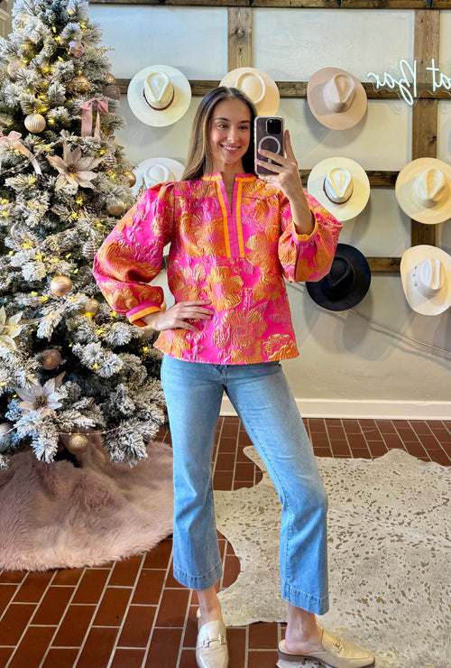 Pink Fall Floral Top