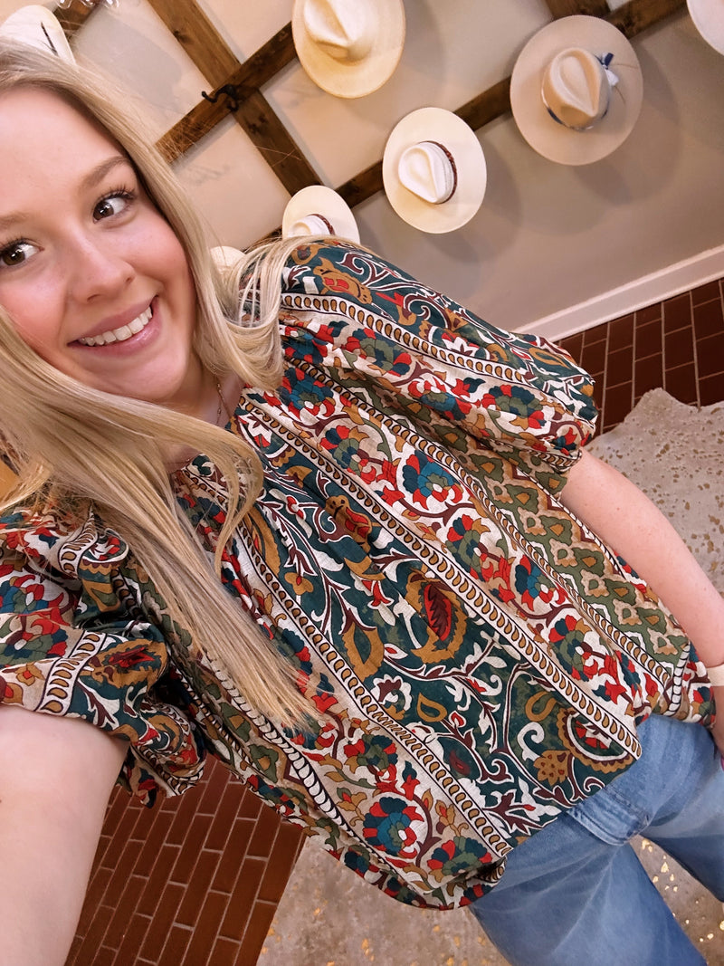 Emerald Paisley Top