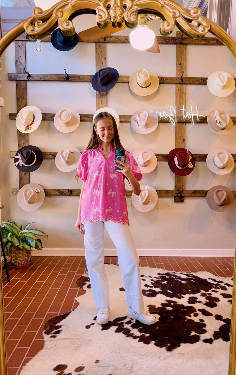 Eyelet Bow Top