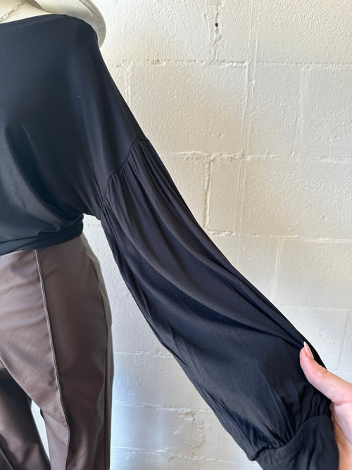 Kandi Black Bell-Sleeve Top