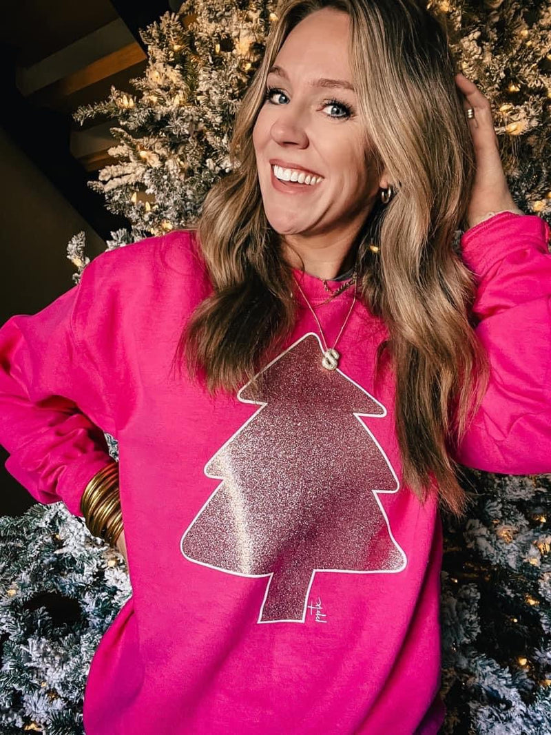 Pink Glitter Tree Sweatshirt