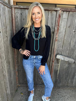 Kandi Black Bell-Sleeve Top