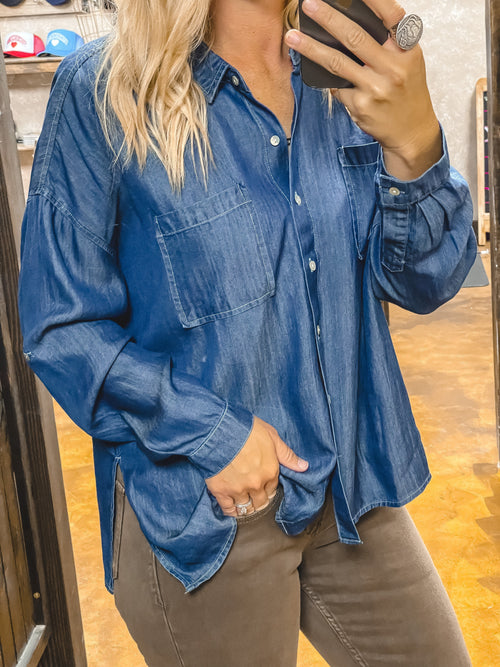 Dear John Arianna Air Force Blue Top