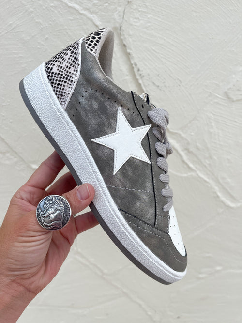 Paz Pewter Snake Sneaker