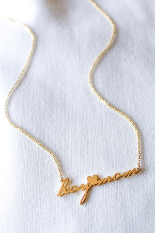 Girl Mom/Boy Mom Script Necklace