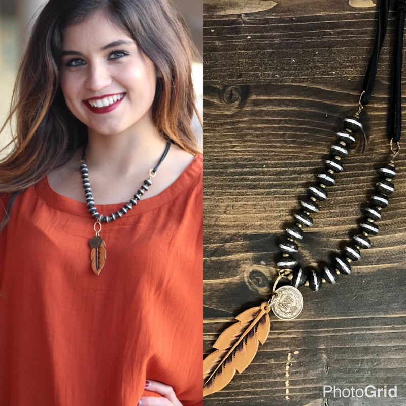 J. Forks Coin Feather Choker