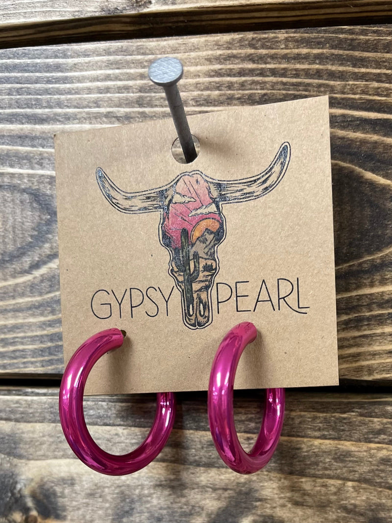 Hot Pink Metallic Hoops