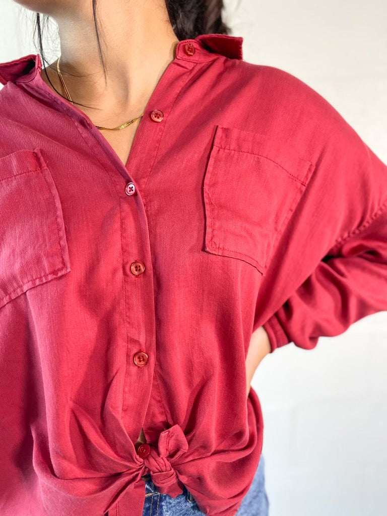 Dear John Maroon Arianna Top