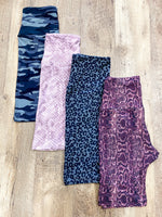 Mauve Snake Print Biker Shorts