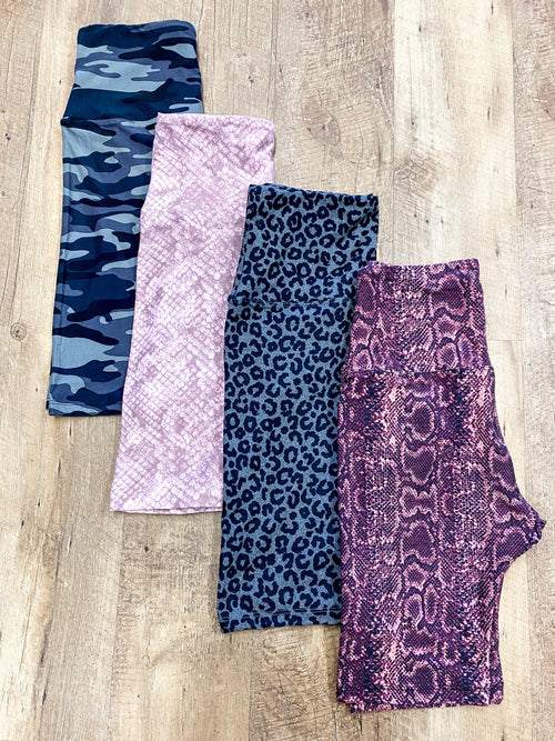 Mauve Snake Print Biker Shorts