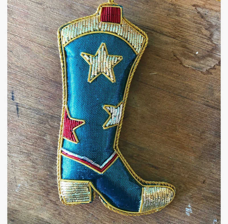 Western Boot Christmas Ornament