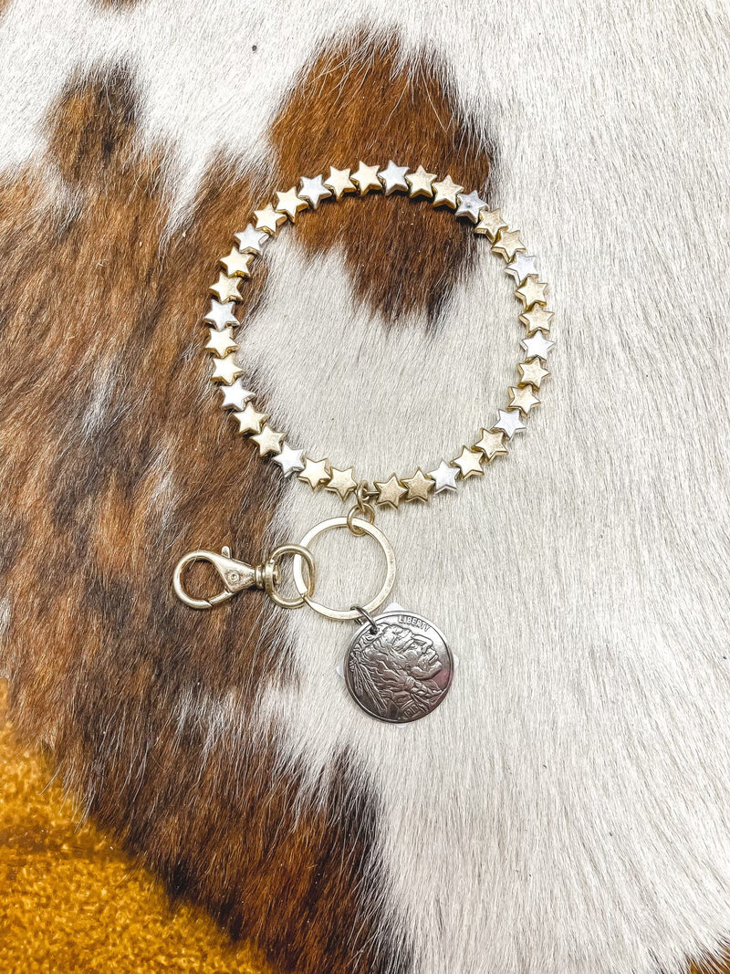 Vintage Coin Star Hoop Keyring