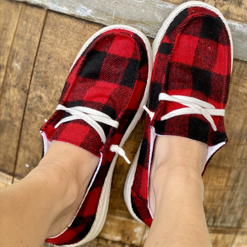 Wild West Sneaker -Red Plaid