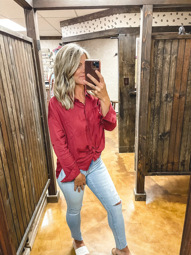 Dear John Maroon Arianna Top