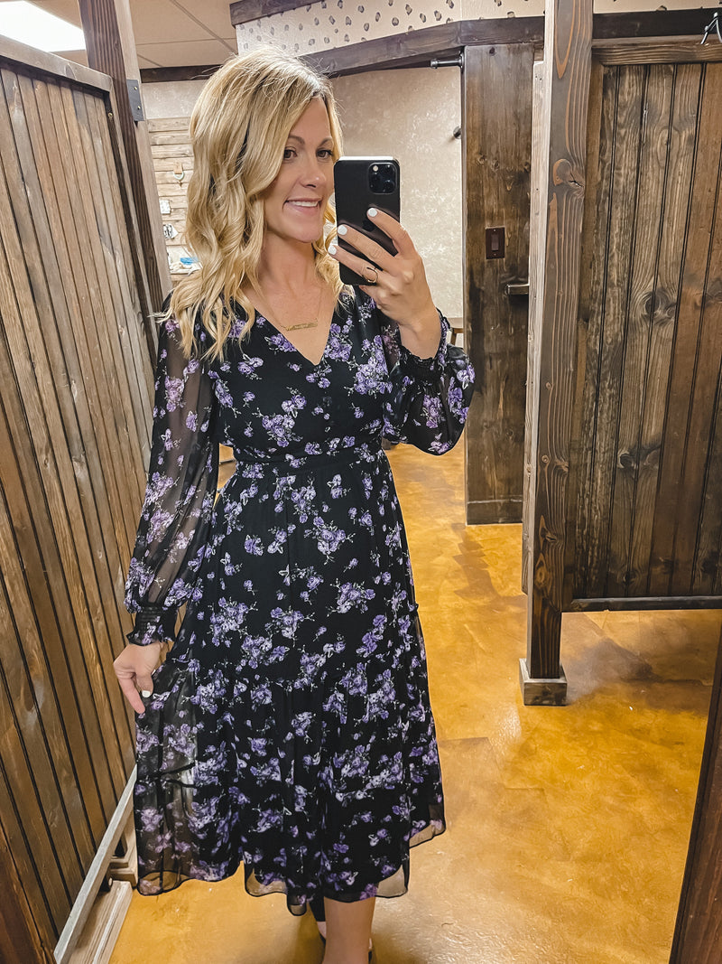 Lucy Paris Garner Black Floral Dress