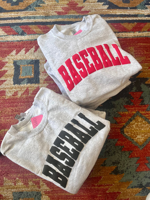 Baseball Puff Letter Sweatshirt