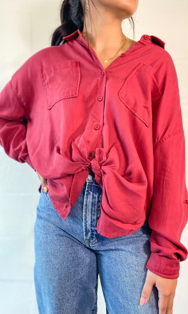 Dear John Maroon Arianna Top