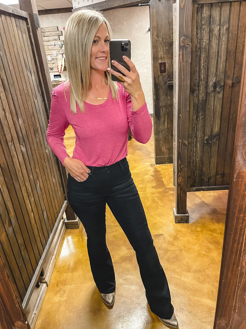 Crystal Ruffled Long Sleeve Top
