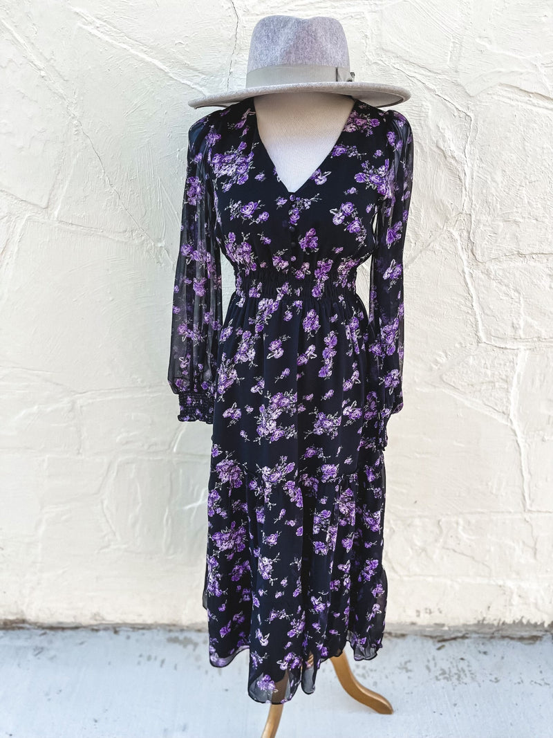 Lucy Paris Garner Black Floral Dress