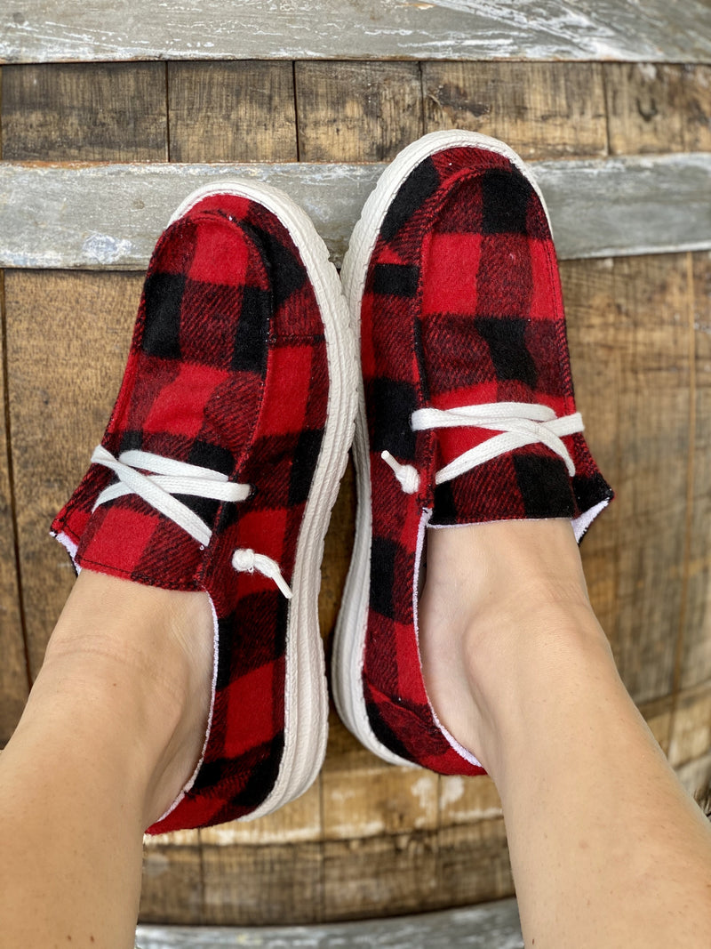 Wild West Sneaker -Red Plaid