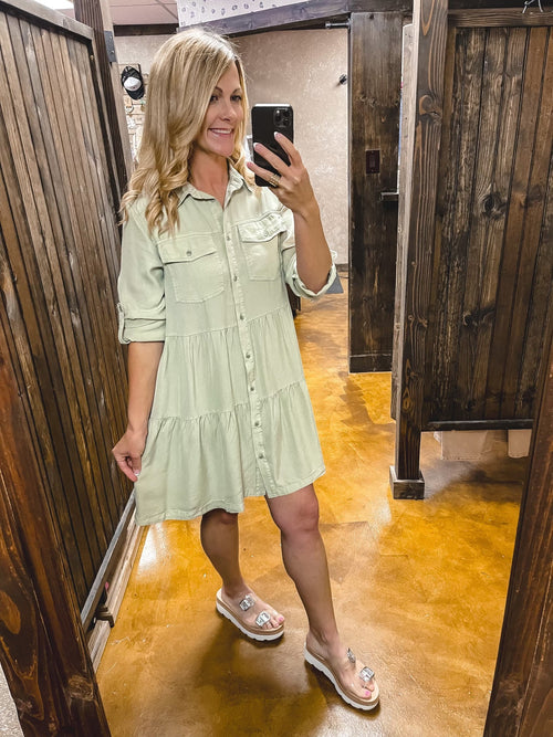Velvet Heart Bree Babydoll Dress Lt Sage