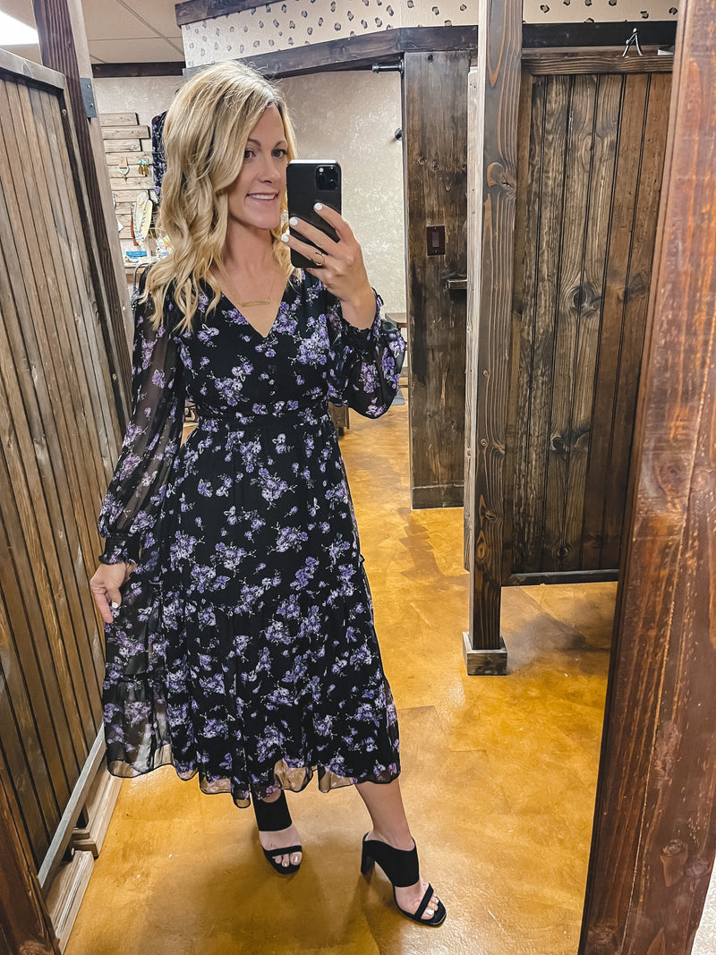 Lucy Paris Garner Black Floral Dress