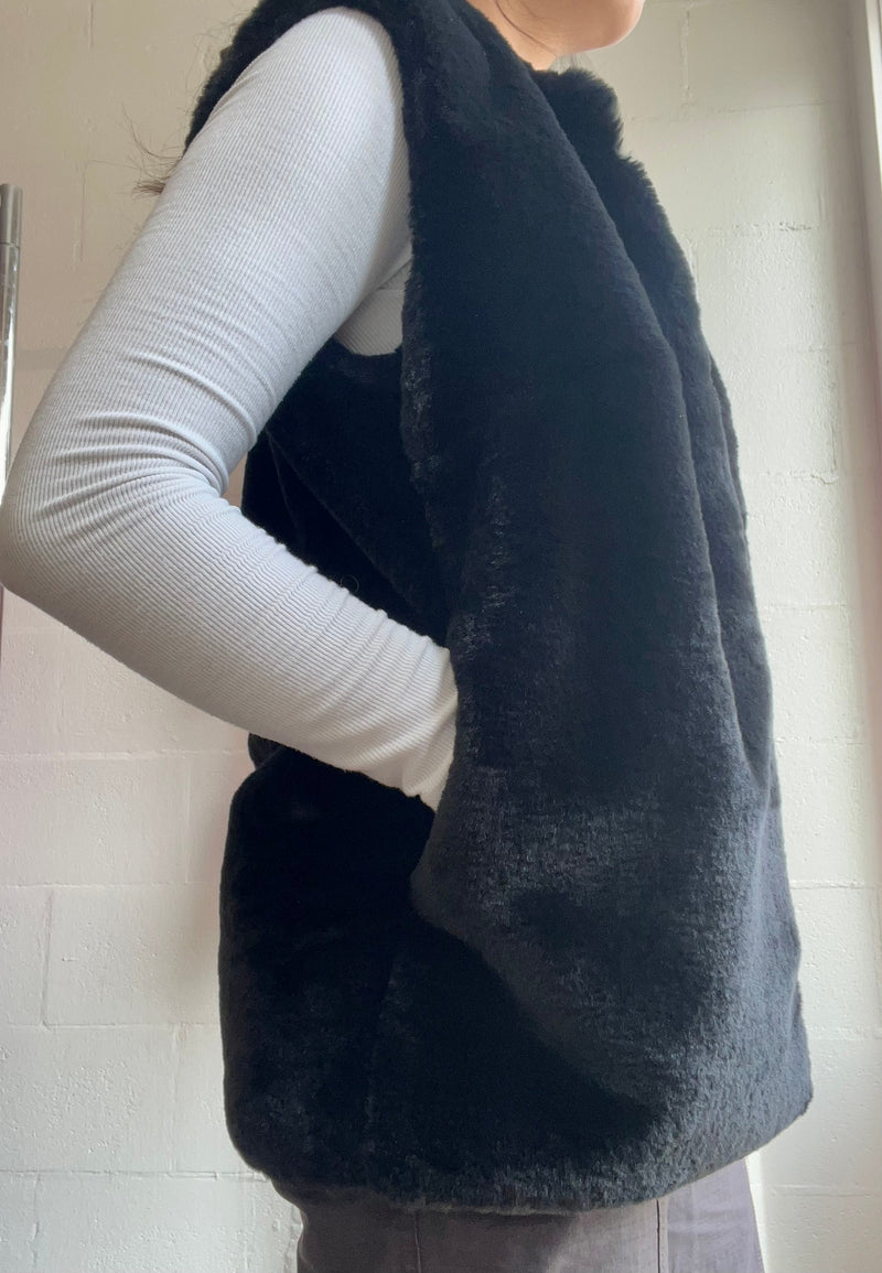 Calandra Black Faux Fur Vest