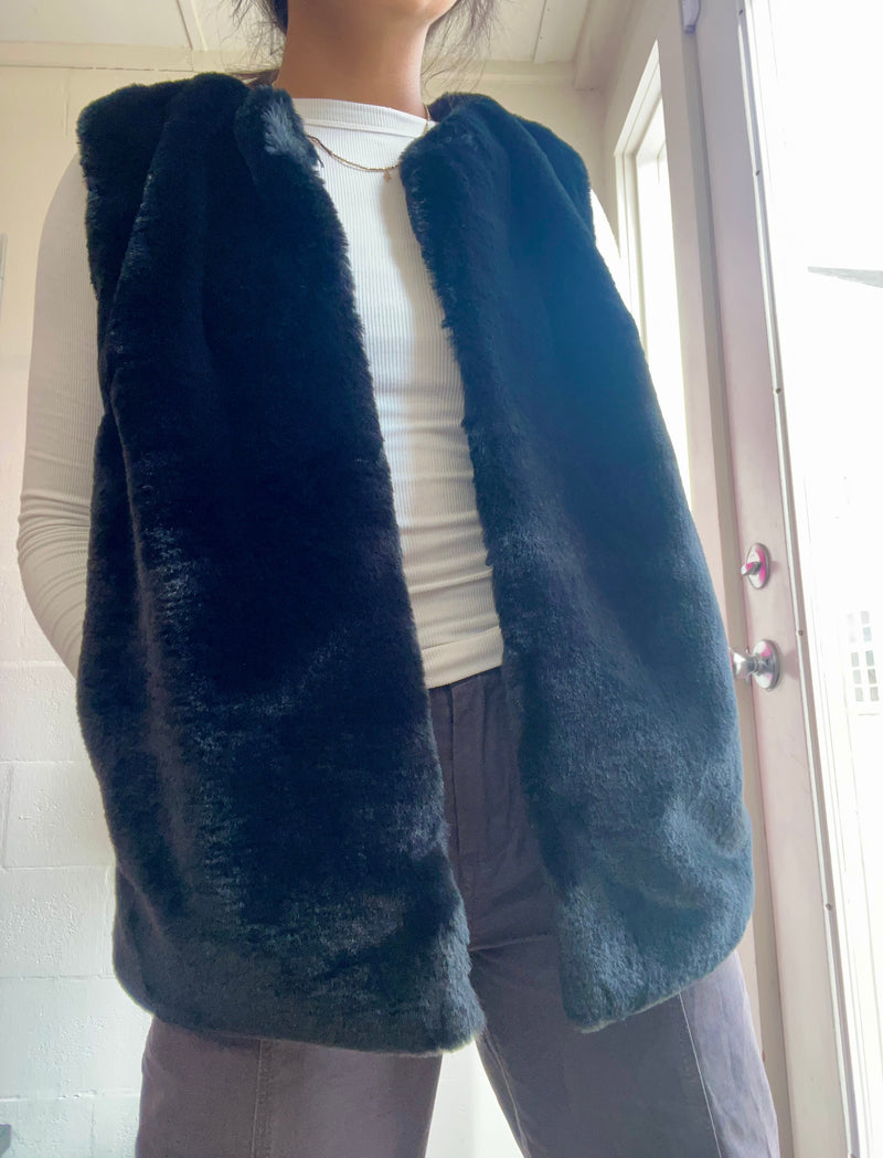 Calandra Black Faux Fur Vest