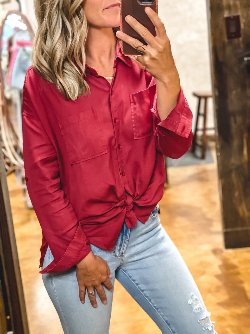 Dear John Maroon Arianna Top